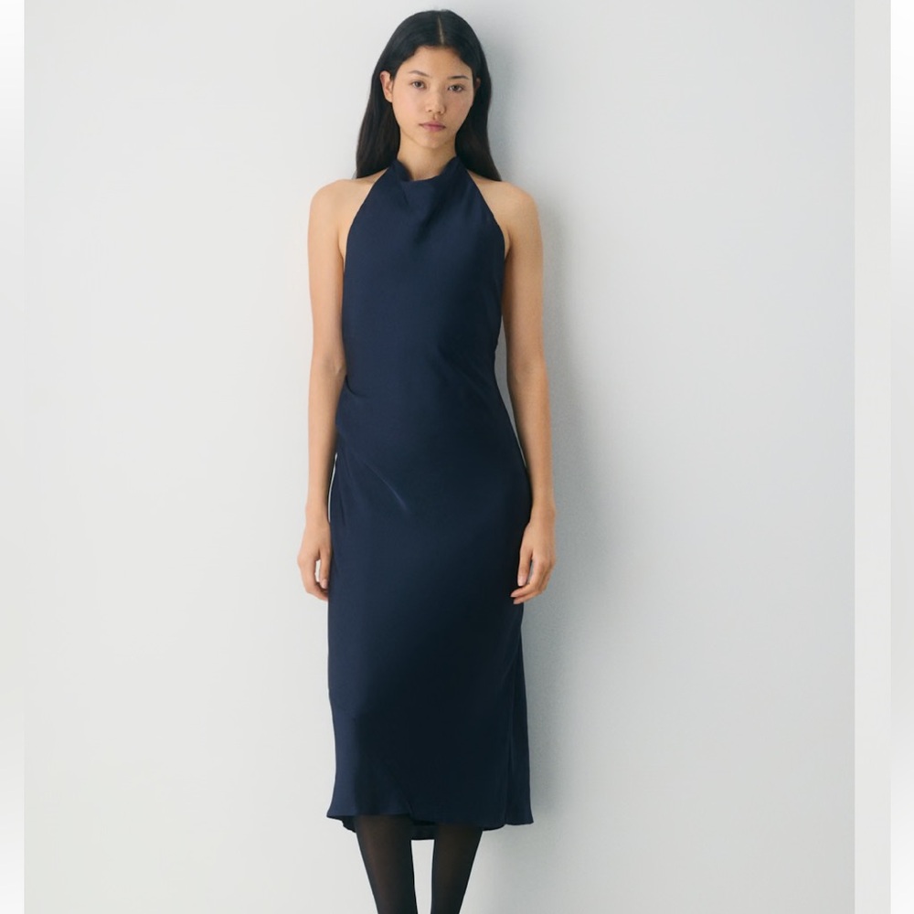 ARITZIA AUDIENCE SATIN HALTER DRESS NWT